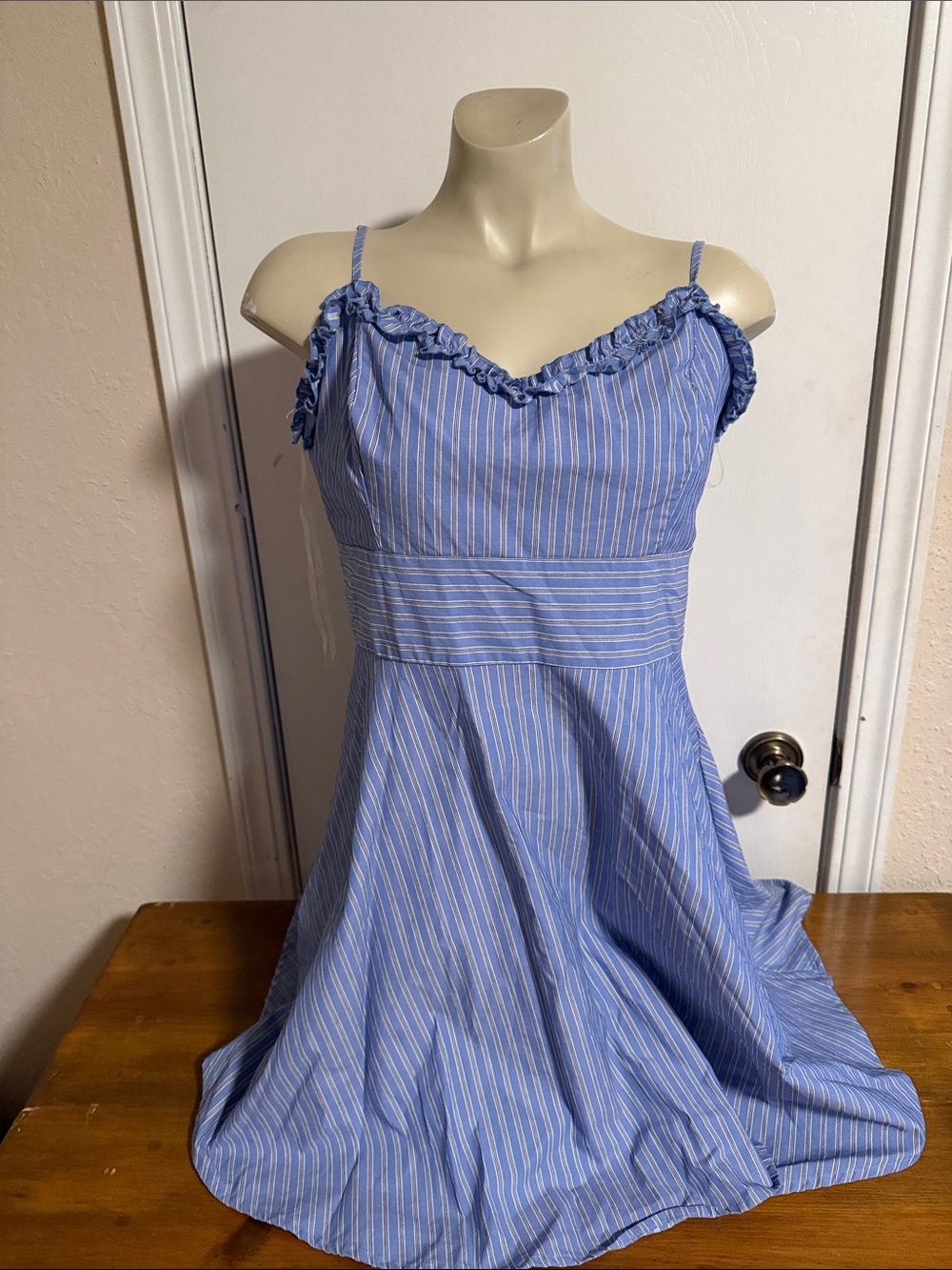 Altar'd State Blue and White Striped Midi Dress